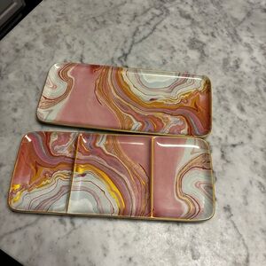 Marble Swirl Rectangular Trays